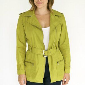 Anne Klein Belted Rain Jacket in Chartreuse Green | Petite Small | Fits XS–S